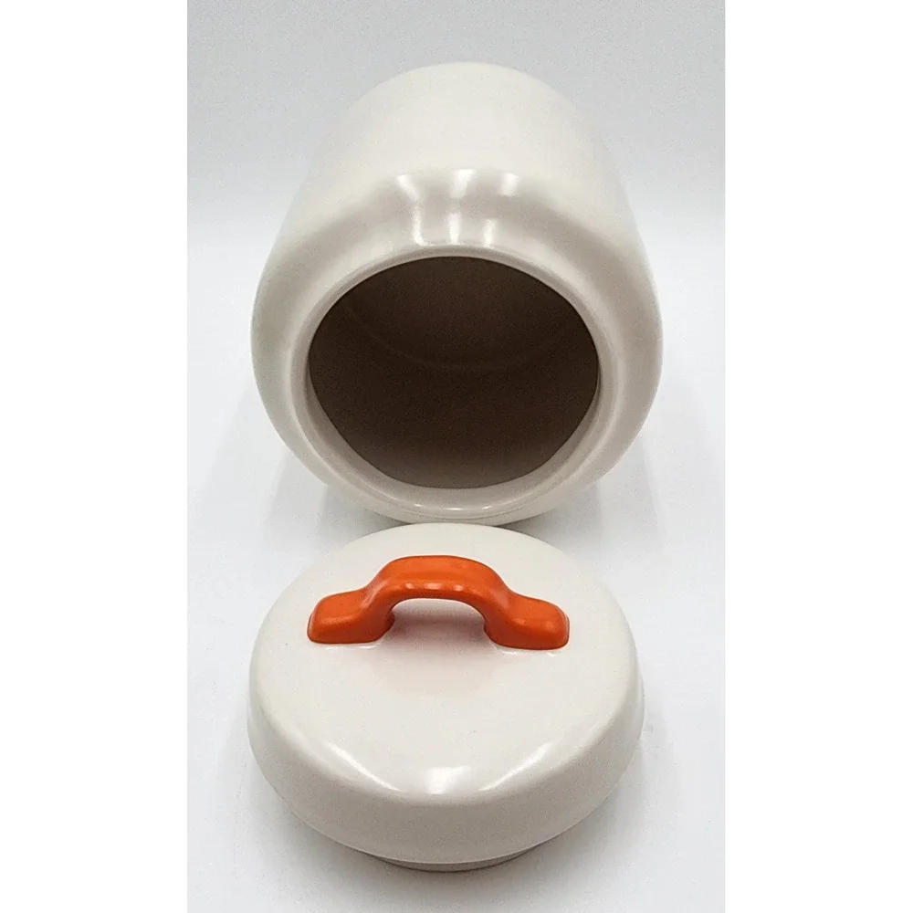 Rae‎ Dunn Happy Halloween Canister Jar with Orange Handle Lid Ceramic NOS